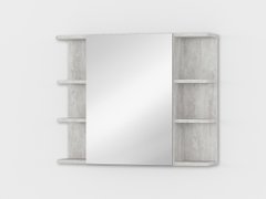 Полка навесная с зеркалом в ванную зеркало в санузел зеркальный шкаф с полками Yudi (1276081374) Бетон серый