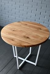 Круглый обеденный кухонный стол из массива дуба с белым подстольем Yudi Olaff (4369)
