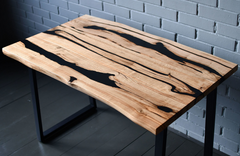 Обеденный стол кухонный с эпоксидной смолой дизайнерский YUDI (4380) Дуб натуральный
